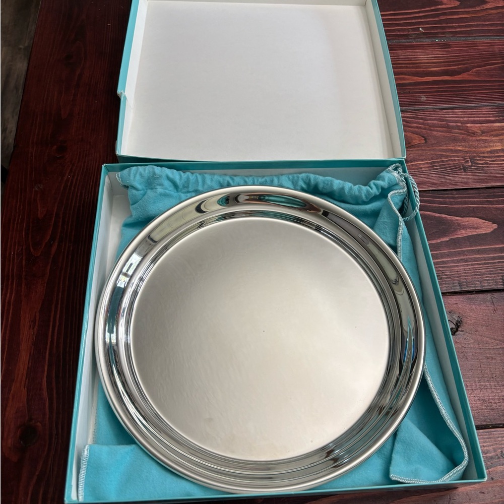 Tiffany & Co. Pewter Tray with Blue Box & Bag